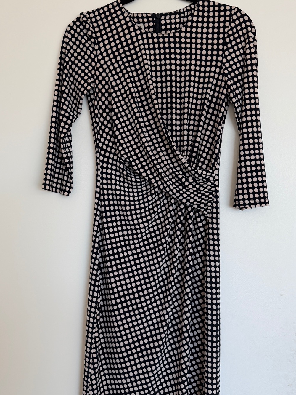 Anne Klein Black Midi Dress with Cream Polka Dots